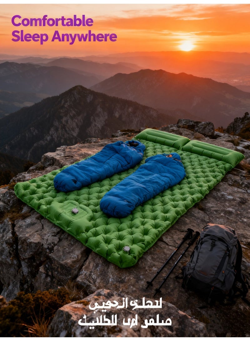 Valiant Glow Emergency Portable Lightweight Sleeping Mat|Double camping sleeping mat | Ultralight camping mat | With pillow | Built-in foot pump | Inflatable sleeping mat |camping bed、camping mattress、camping mat、sleeping pad| Lightweight and portable | Suitable for camping | Backpacking | Hiking | Tent camping. - Image 2